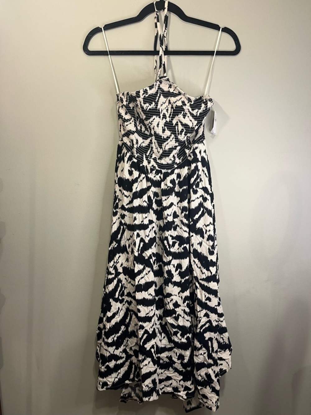 Old Navy Black and White Printed Maxi Dress with Halter Straps